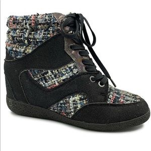 Black Tweed Hi-top sneaker Bamboo